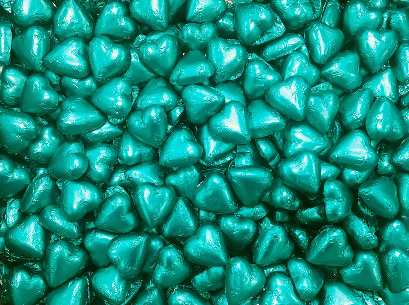 Milk Chocolate Hearts Teal 100g