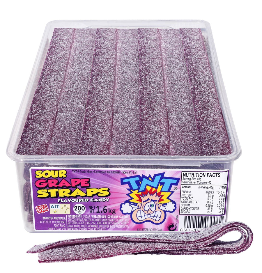 TNT Sour Straps Grape 100g