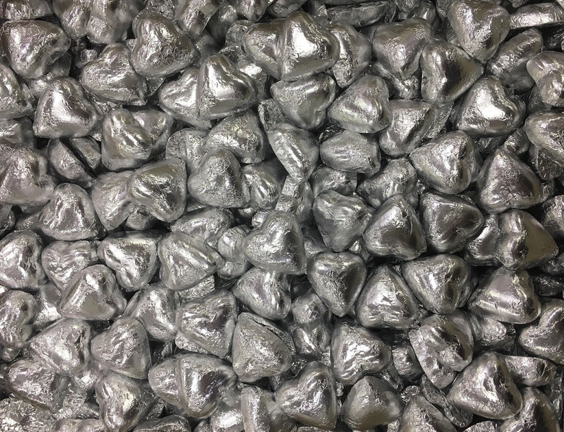 Milk Chocolate Hearts Silver 100g