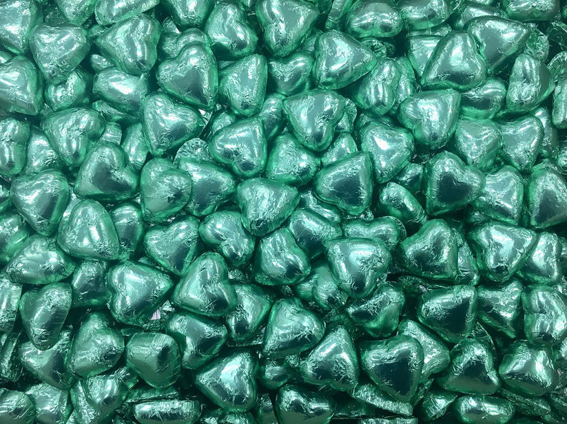 Milk Chocolate Hearts Light Green 100g