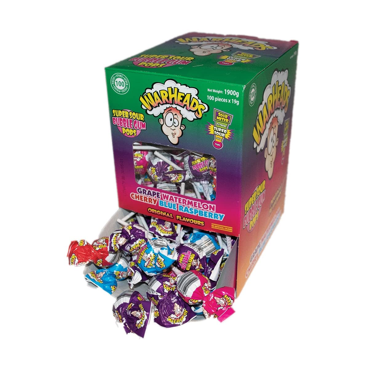 Warheads Super Sour Bubblegum Pops 19g