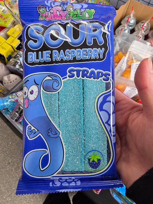 Sour Blue Raspberry straps 160g