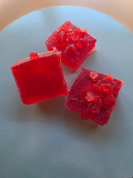 Strawberry filled with Sour Peach Jam Crystal Candy Kohakutou