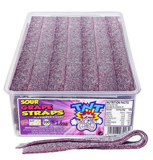 TNT Sour Straps Grape 100g