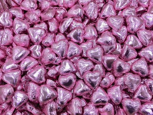 Milk Chocolate Hearts light pink 100g
