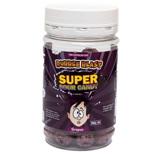 Super Sour Grape Bubble Blast 200g Aussie Made