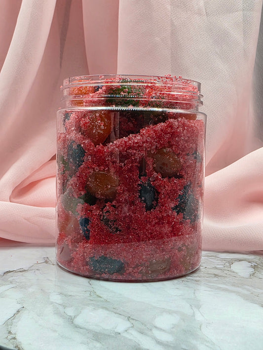 Sour Blue Raspberry covered Lollies